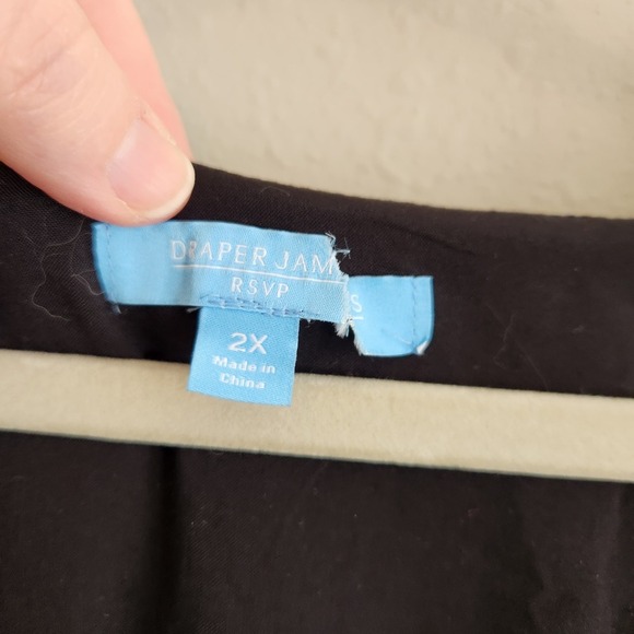 Draper James Size 2X Black Long Sleeve Smocked Waist Dress - Picture 7 of 12